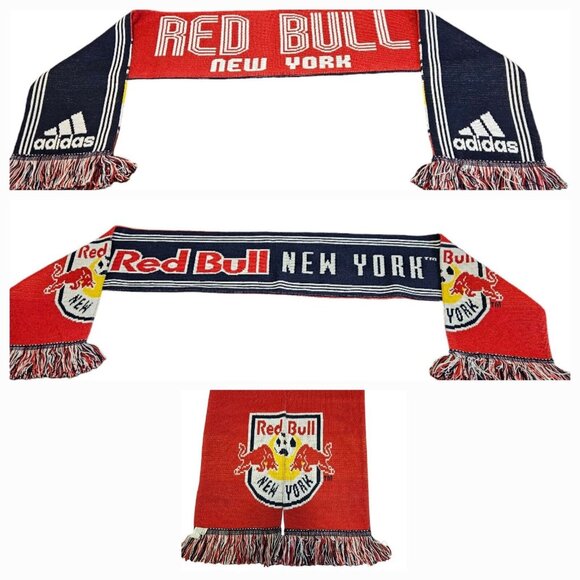 Adidas New York Red Bulls Scarf Red Blue Reversible Fringe MLS Soccer Football - Picture 1 of 7